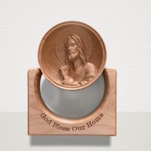 Jesus Praying with Round Base "God Bless Our Home"