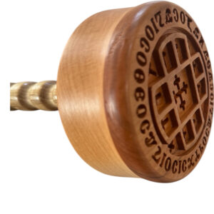 Weighted Coptic Cherry & Exotic Hard Maple Orthodox Bread Stamp w/Raised Back (Orban)